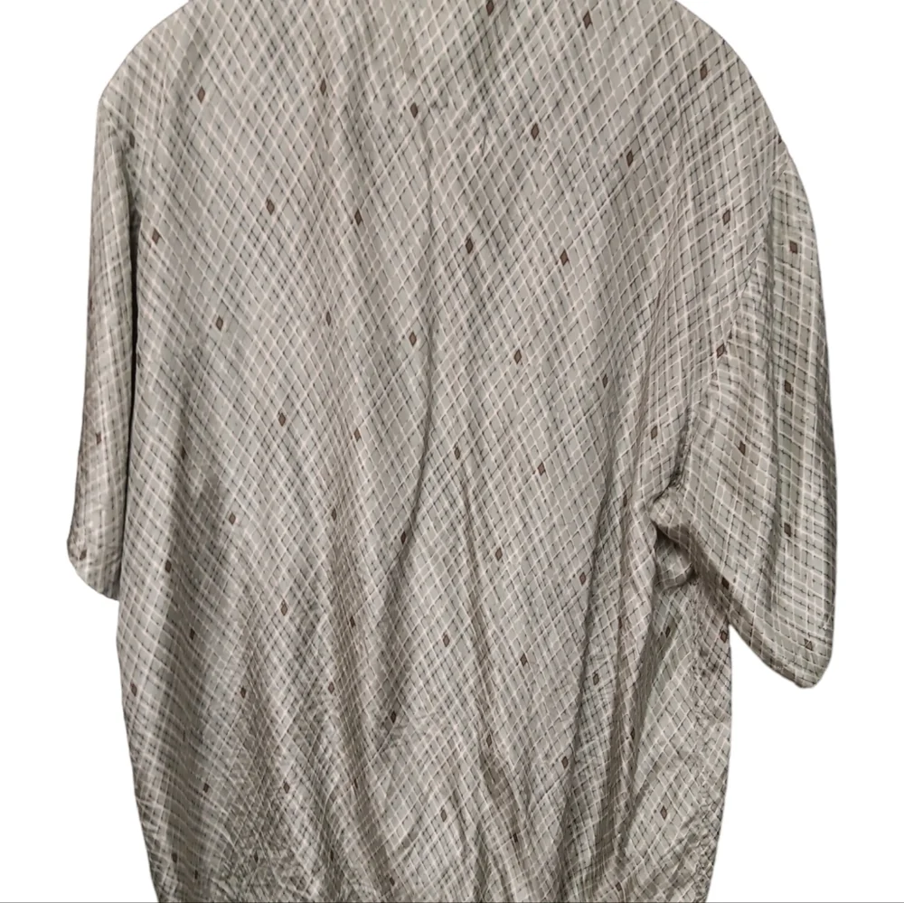 Firethorn Mens Shirt Size M 100% Silk Green with Geometric - Picture 3 of 6